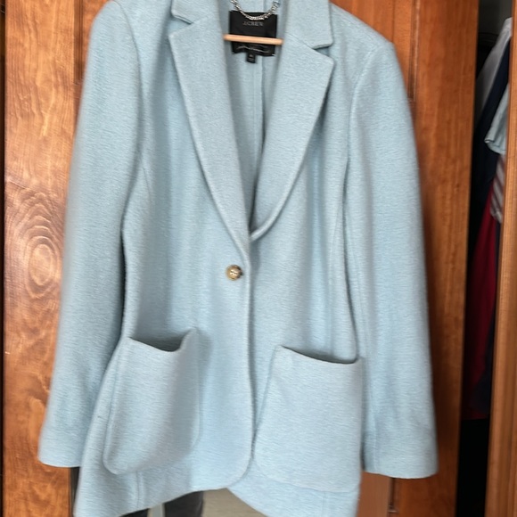 J. Crew ladies 8 medium Italian Boiled Wool Jacket Coat Blazer Sky Powder Blue - Picture 3 of 5